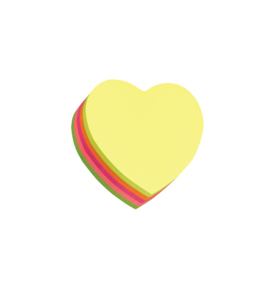 Cubo N. Adhesivas Neón, 64 mm x 67 mm, Corazón, Multicolor, 250 h.